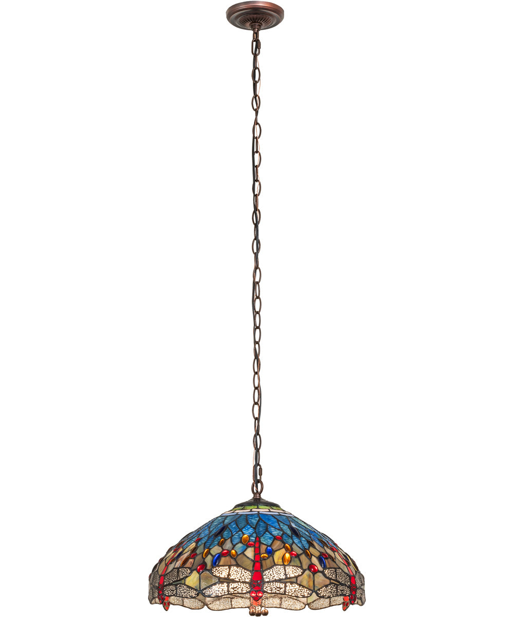 18" Wide Tiffany Hanginghead Dragonfly Pendant