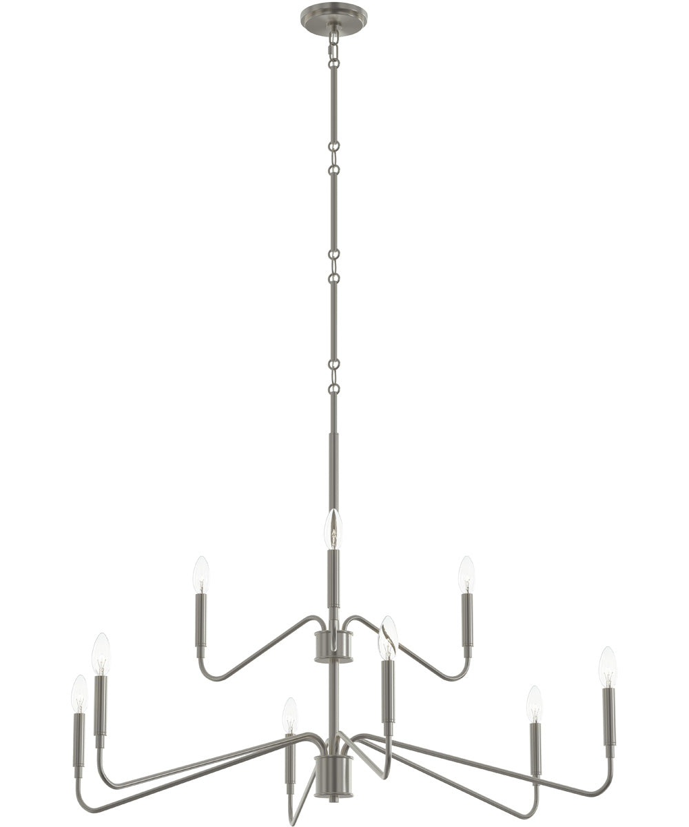 Pilar Two-Tier 9-Light Chandelier Brushed Nickel