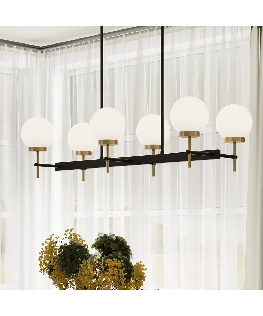 Rigsby 6-Light Linear Chandelier Matte Black and Brushed Gold