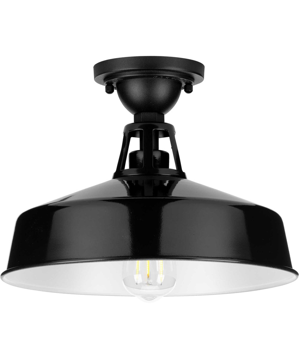 Cedar Springs Black 1-Light Farmhouse Semi-Flush Mount Gloss Black