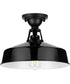Cedar Springs Black 1-Light Farmhouse Semi-Flush Mount Gloss Black