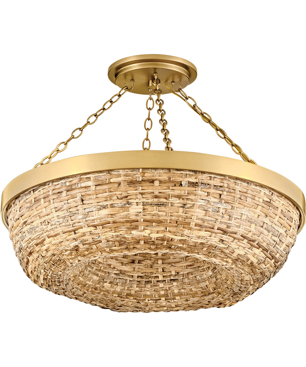 Sanibel 4-Light Medium Convertible Semi-Flush Mount in Lacquered Brass