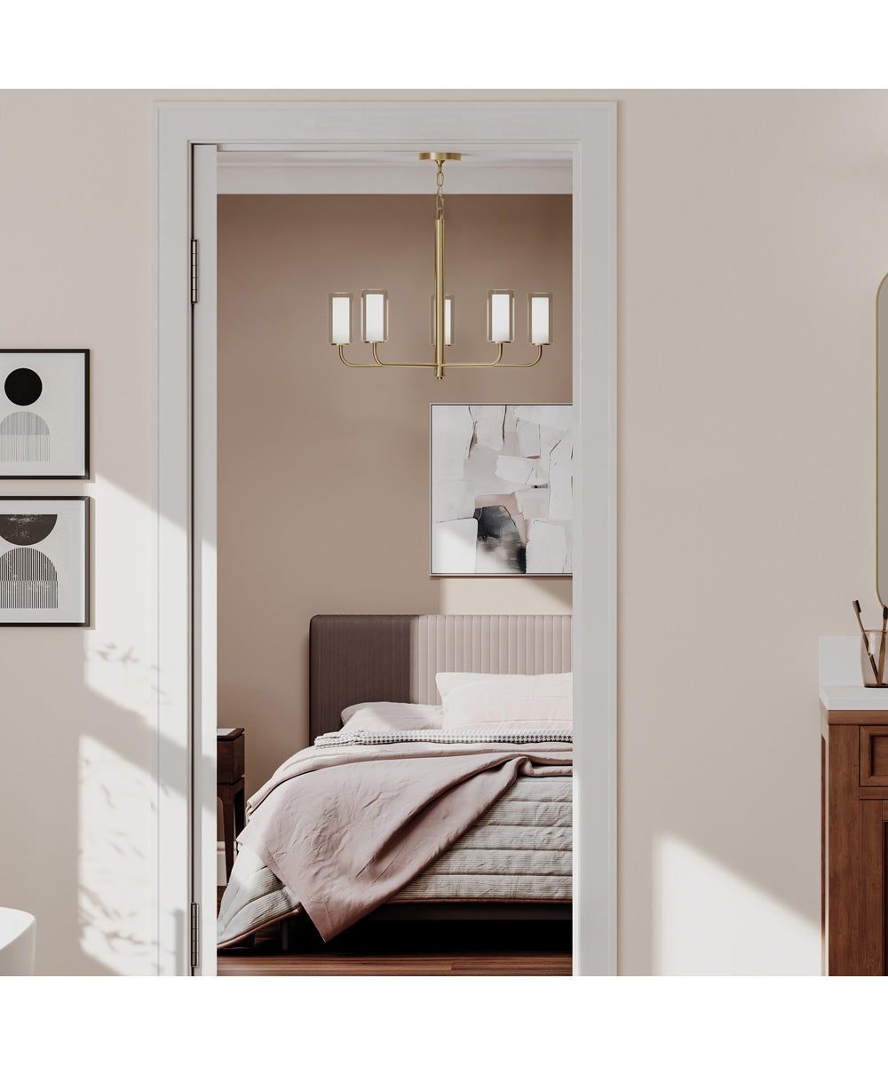 Mack 5-Light Chandelier with Layered Glass Shades Brushed Gold