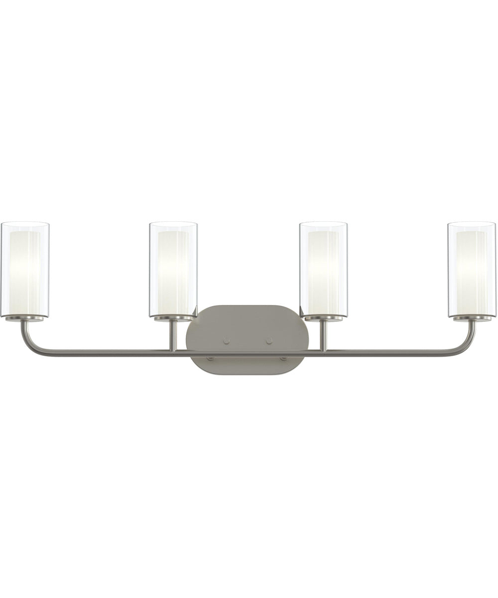 Mack 4-Light Vanity Light with Layered Glass Shades Brushed Nickel