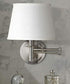 Sheppard 20"W 1-Light Plug-In Brushed Steel with White Shade Wall Swing Arm Wall Sconce by KenroyHome