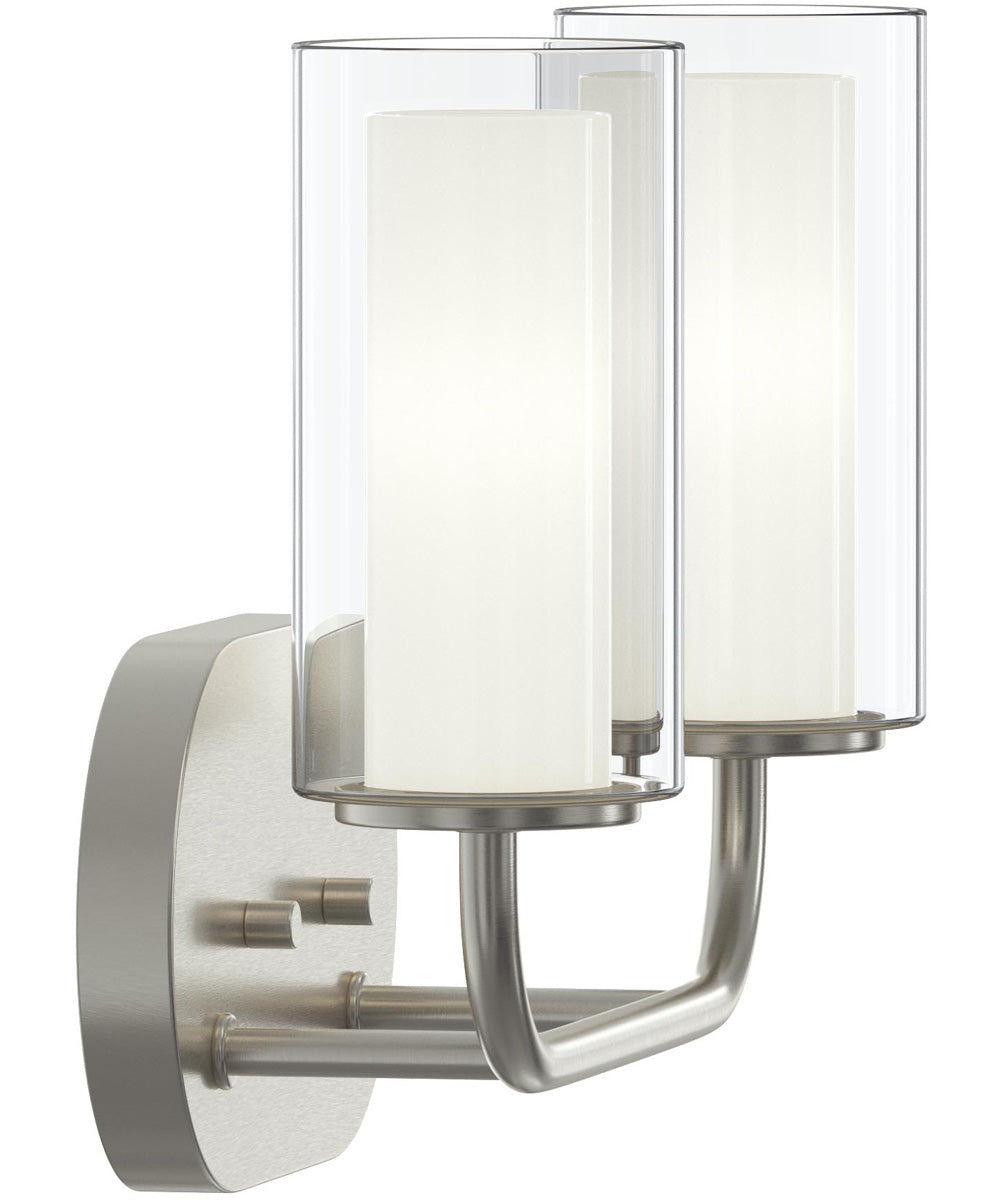 Mack 2-Light Vanity Light with Layered Glass Shades Brushed Nickel