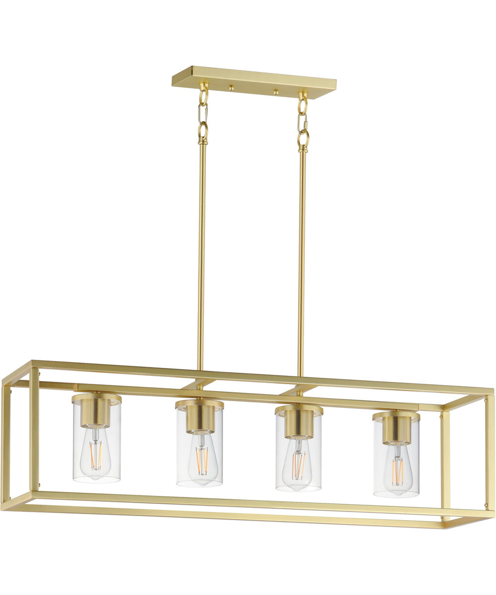 Lateral 4-Light Linear Pendant Satin Brass