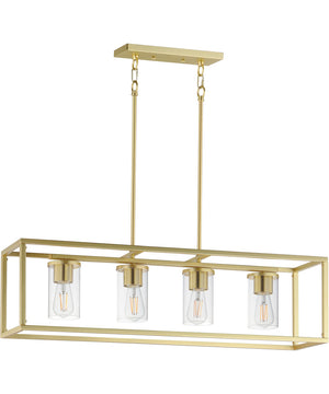 Lateral 4-Light Linear Pendant Satin Brass