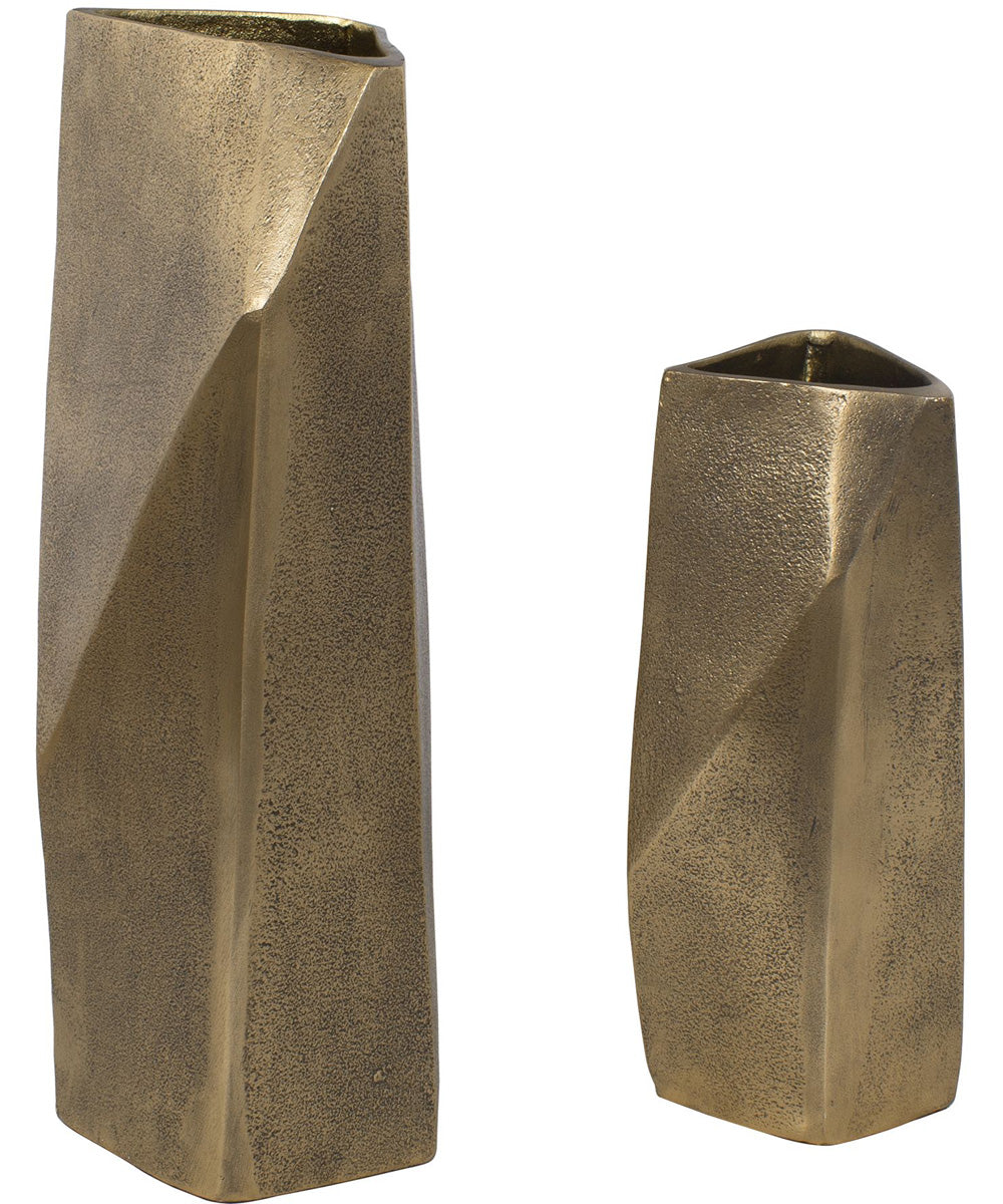 GeoForm Indoor-Outdoor Brass Vases Set of 2