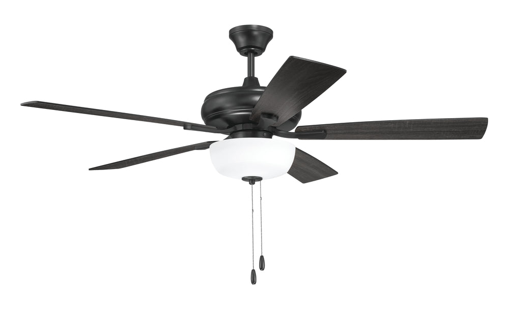EOS 2 Light Frosted White Bowl 52" Ceiling Fan 2-Light Fan Flat Black