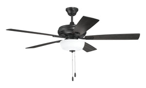 EOS 2 Light Frosted White Bowl 52" Ceiling Fan 2-Light Fan Flat Black