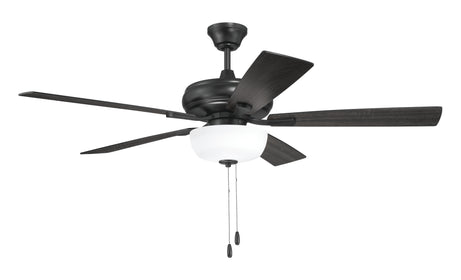 EOS 2 Light Frosted White Bowl 52" Ceiling Fan 2-Light Fan Flat Black