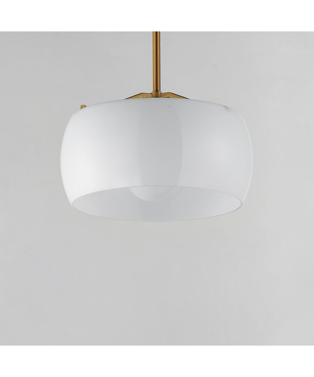 Glazed Single Pendant White/Natural Aged Brass
