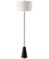 Floor Lamp in Antique Brass and Crystal with White Linen