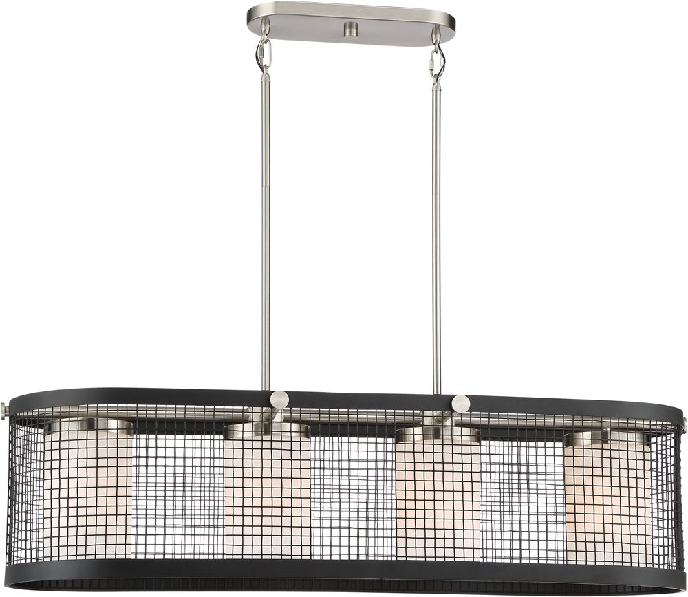 39"W Pratt 4-Light Pendant Black / Brushed Nickel Accents