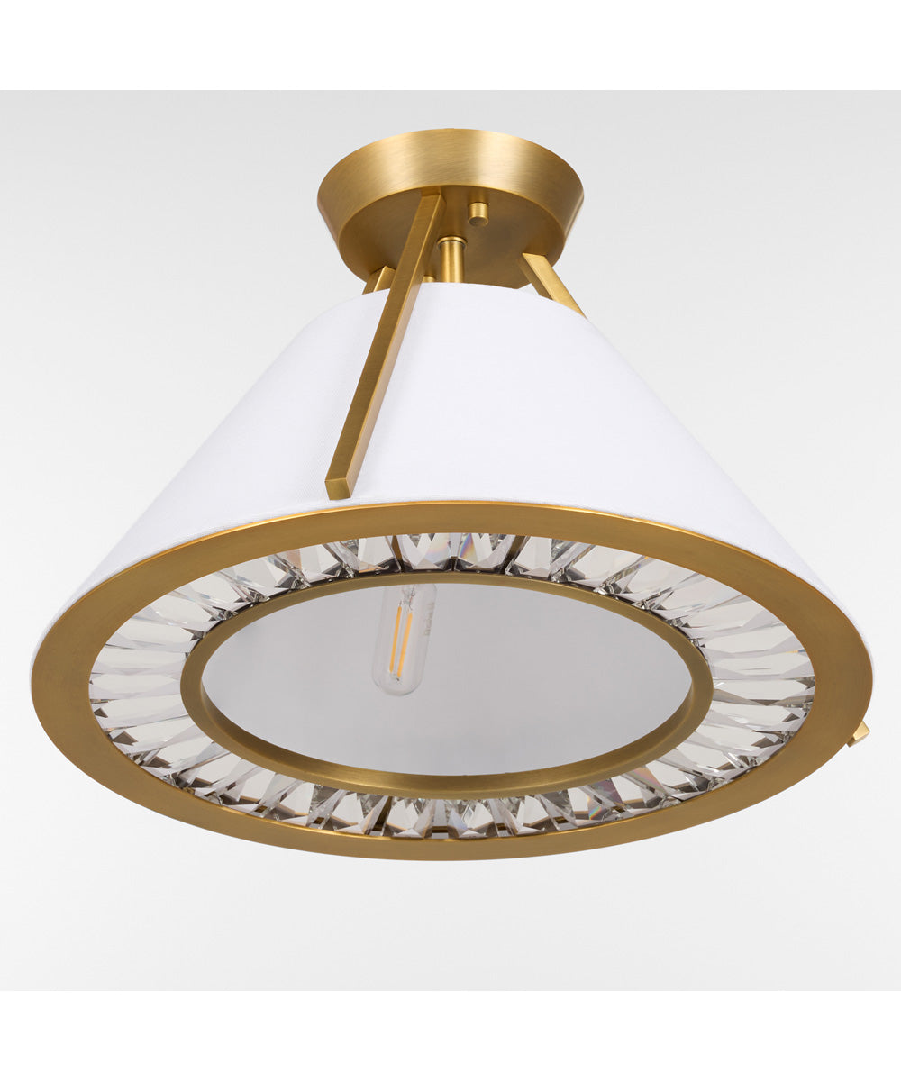 Gorham 3-light Ceiling Flush Mount Brushed Brass|Clear|White