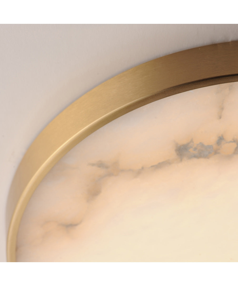 Slab 12 inch LED Alabaster Flush Mount Natural Aged Brass