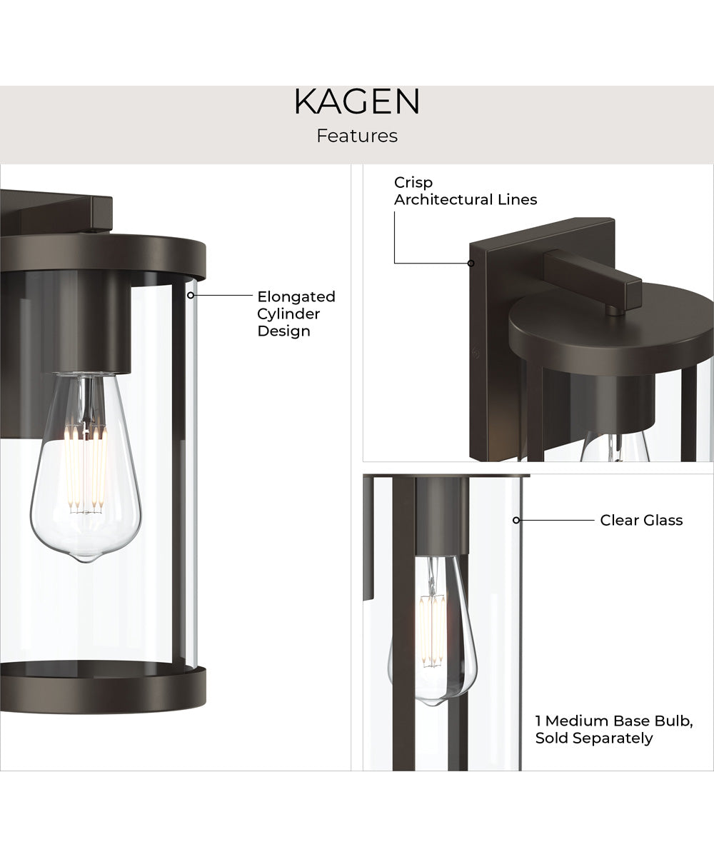 Kagen Small Outdoor Wall Light with Clear Glass Panels Antique Bronze