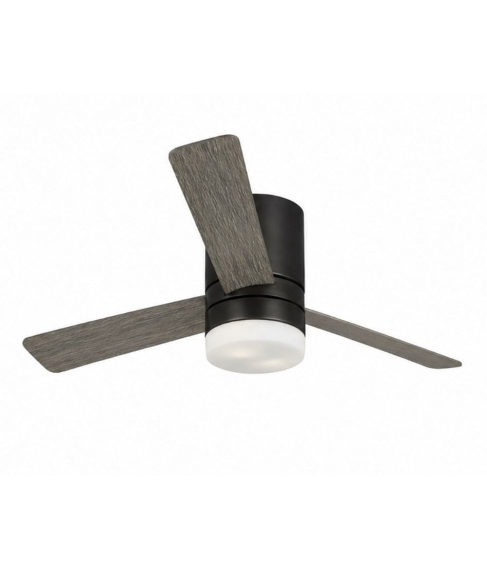 52" Era Modern 3-Blade Ceiling Fan Aged Pewter with Light Grey Weathered-Oak Blades, LED Light