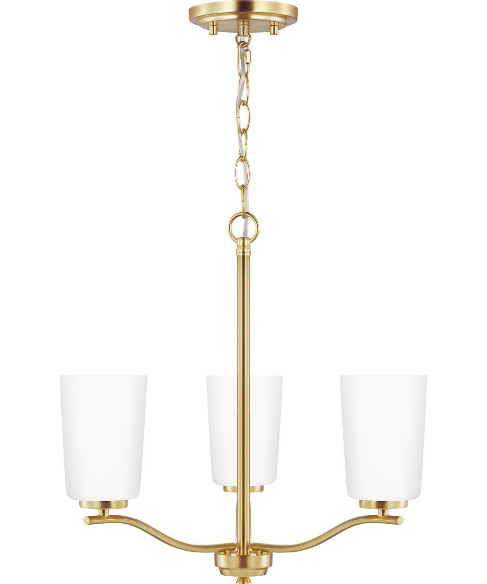 Adley 3-Light Etched White Glass Semi-Flush Convertible Light Satin Brass