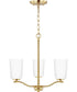 Adley 3-Light Etched White Glass Semi-Flush Convertible Light Satin Brass