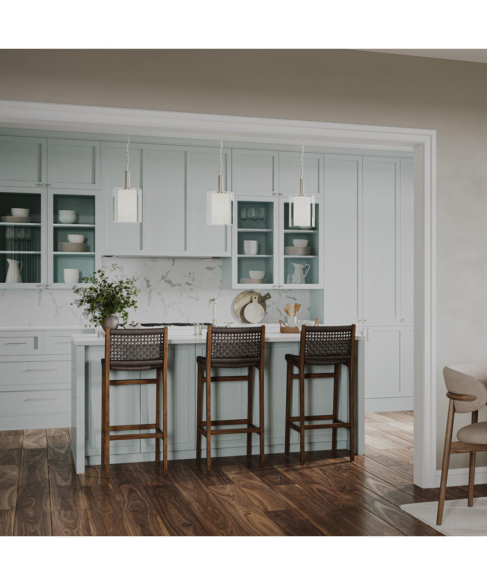 Mack 1-Light Pendant with Layered Glass Shade Brushed Nickel