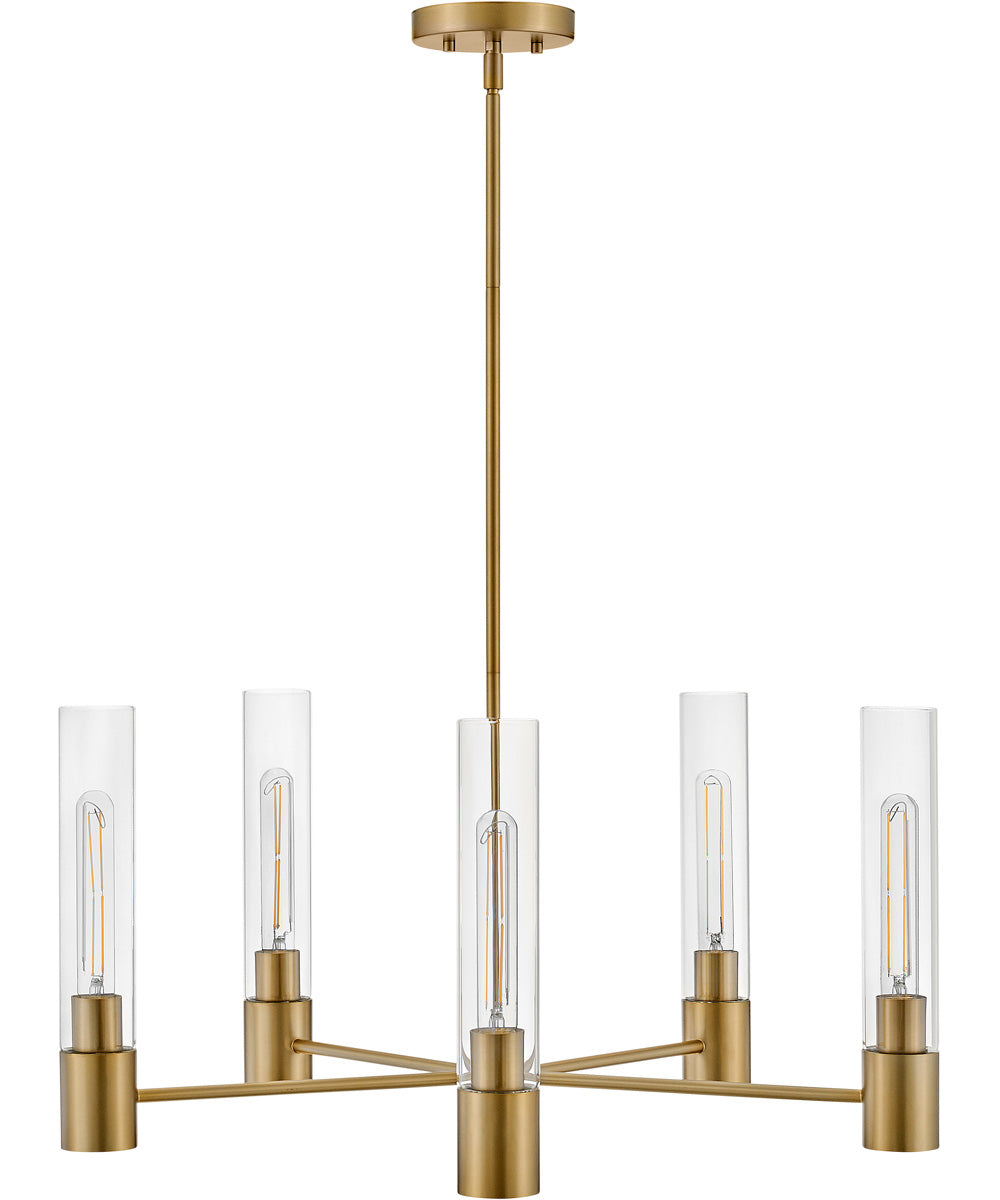 Shea 5-Light Medium Single Tier Chandelier in Lacquered Brass