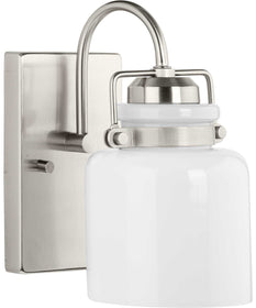 Fessler 1-Light Opal Glass Farmhouse Bath Light Brushed Nickel