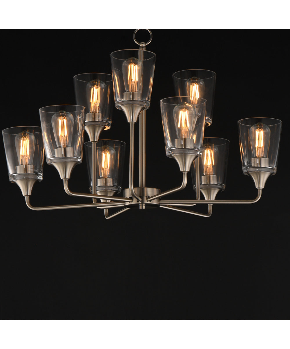 Hudson 9-Light Two-Tier Chandelier Satin Nickel