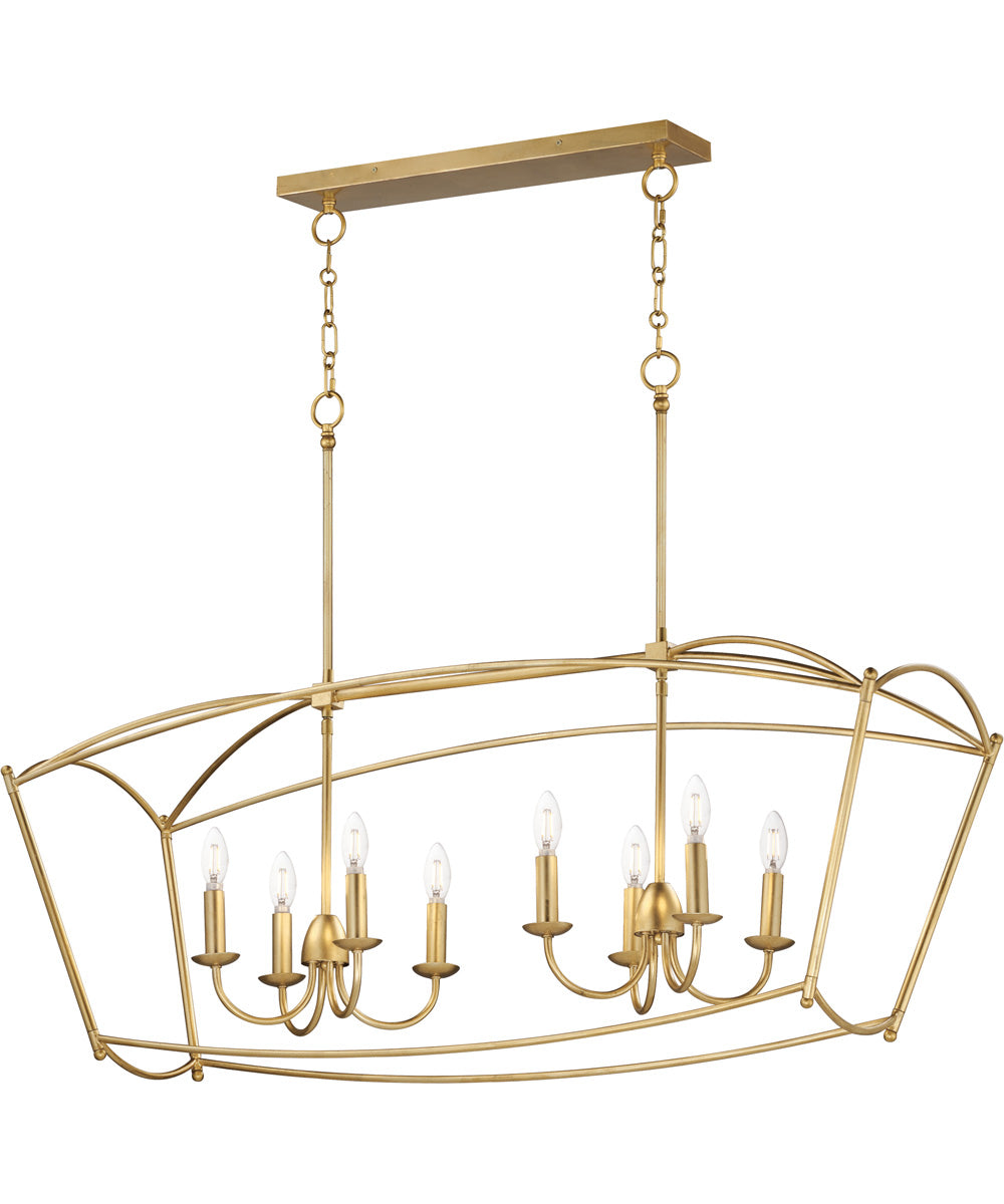 Plumette 8-Light Linear Pendant Gold Leaf