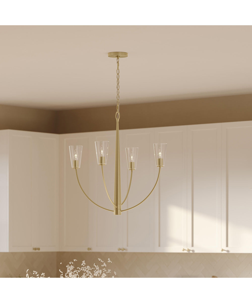 Jheni 4-Light Chandelier with Clear Glass Shades Brushed Gold