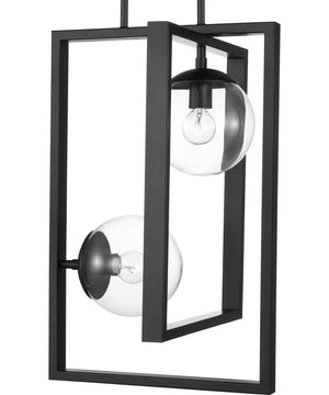 Atwell 2-Light Clear Glass Luxe Pendant Light Matte Black