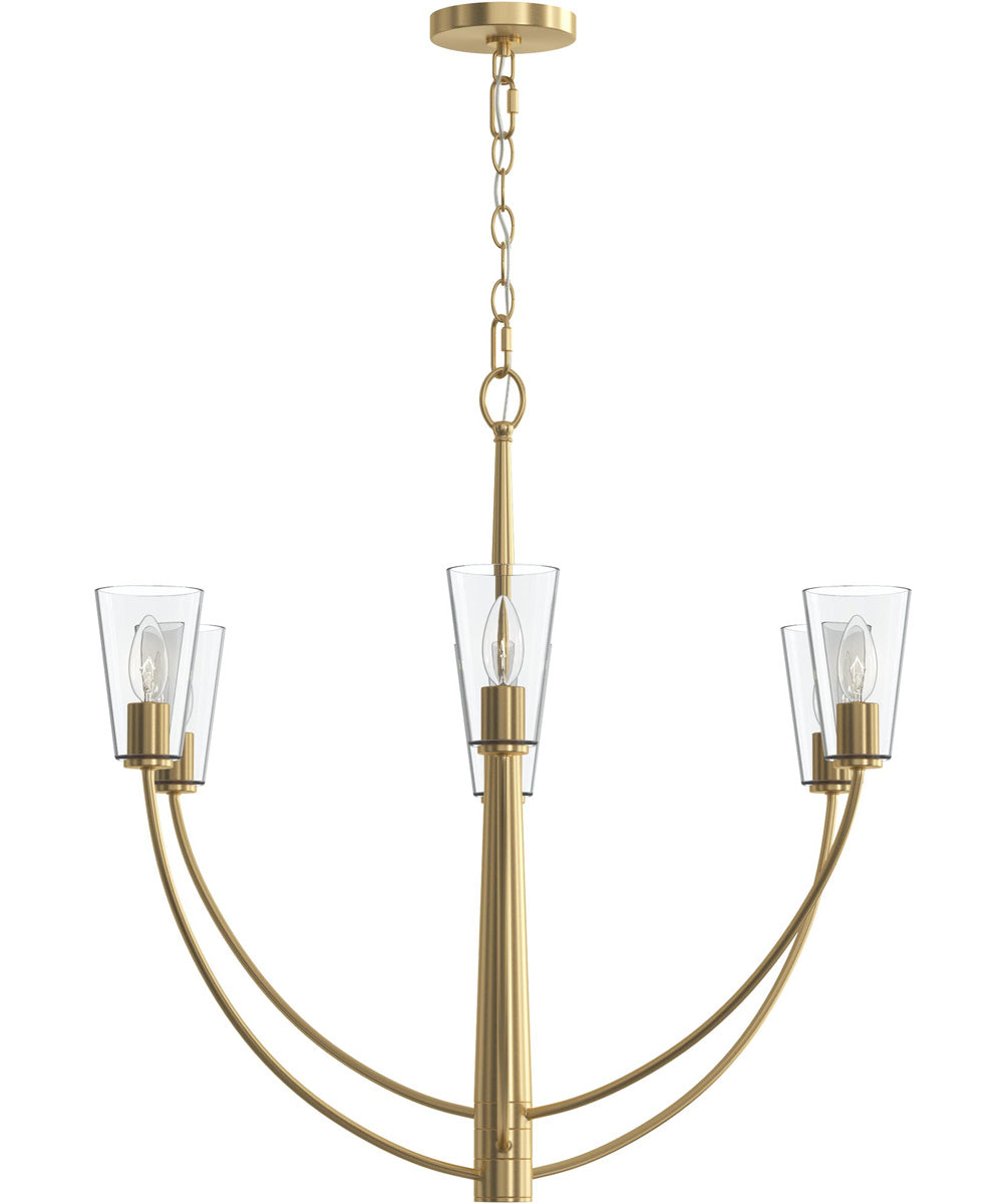 Jheni 6-Light Chandelier with Clear Glass Shades Brushed Gold