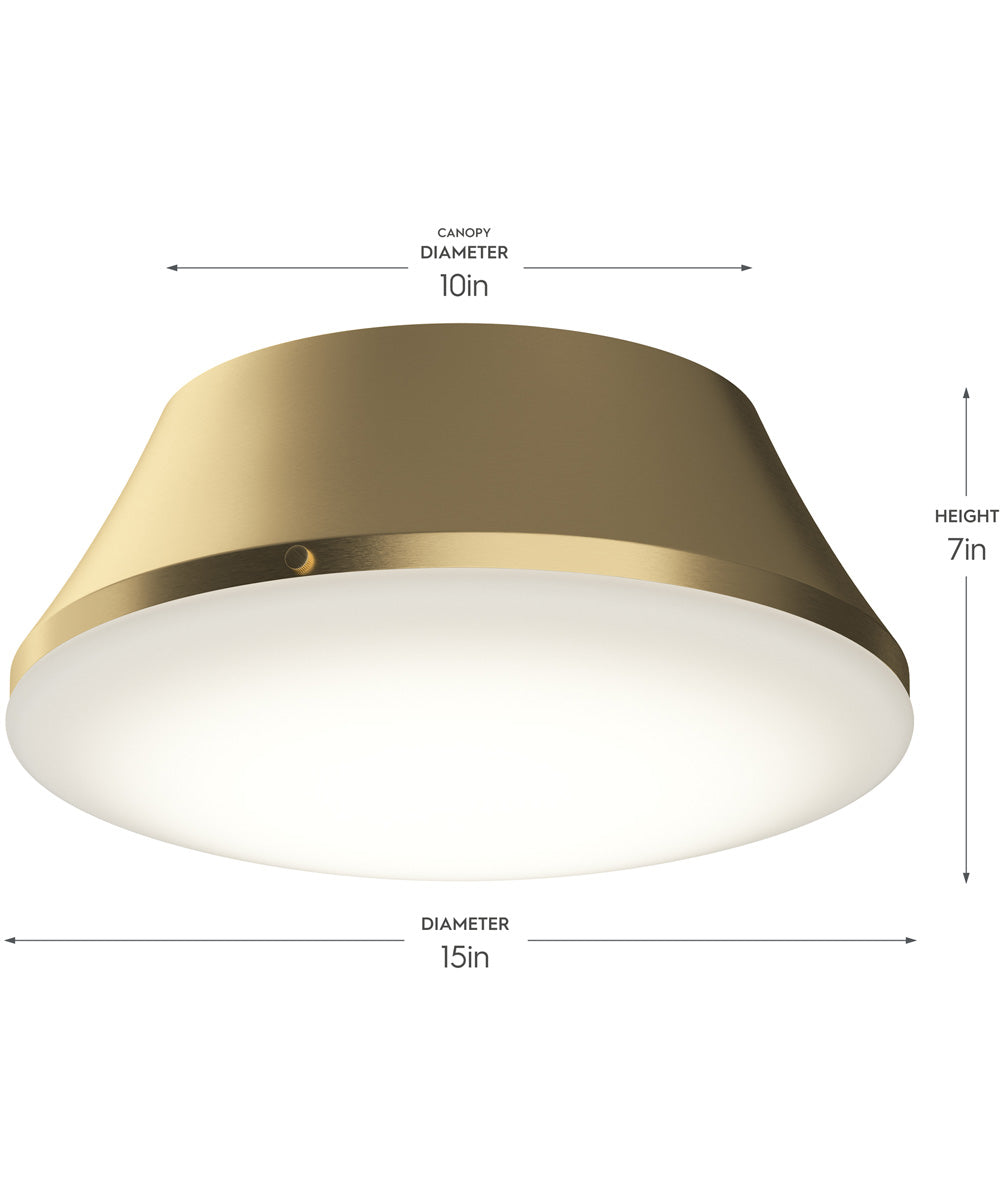 Avra Large 3-Light Flush Mount with Etched White Glass Shade Brushed Gold