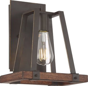10"W Outrigger 1-Light Vanity & Wall Mahogany Bronze / Nutmeg Wood