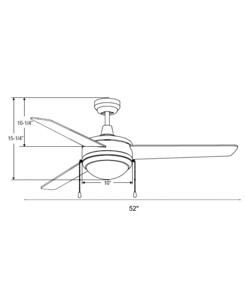 52" Contempo IV 3-Blade Ceiling Fan Matte Black Finish with Integrated LED Light