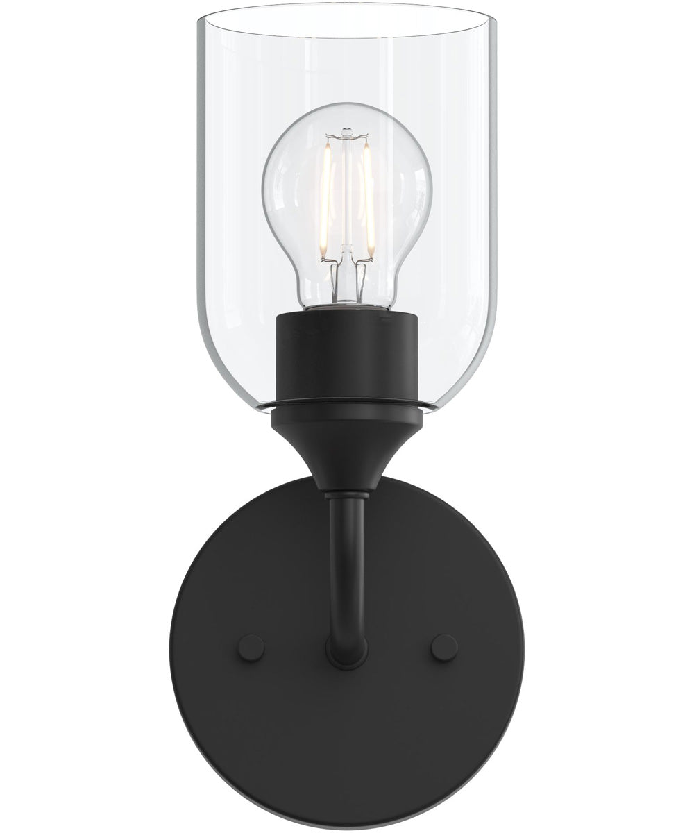 Ilia 1-Light Wall Sconce with Clear Glass Shade Matte Black