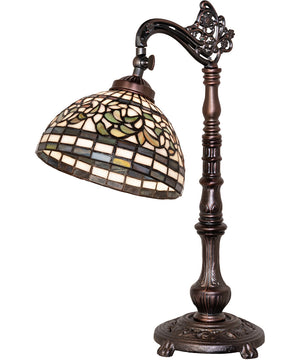 20" High Tiffany Turning Leaf Bridge Arm Table Lamp Floral