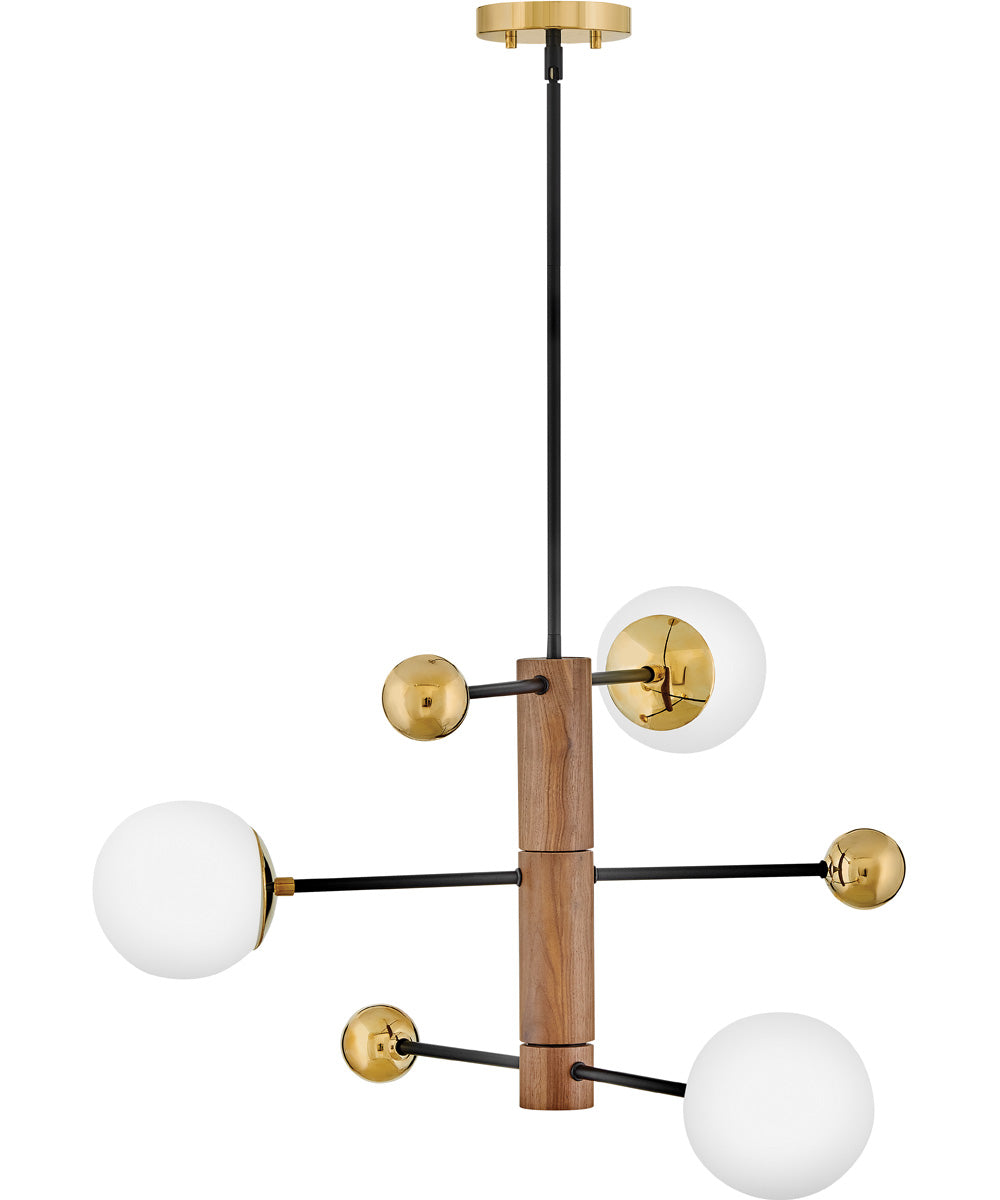 Auggie 3-Light Medium Adjustable Multi Tier Chandelier in Bright Brass
