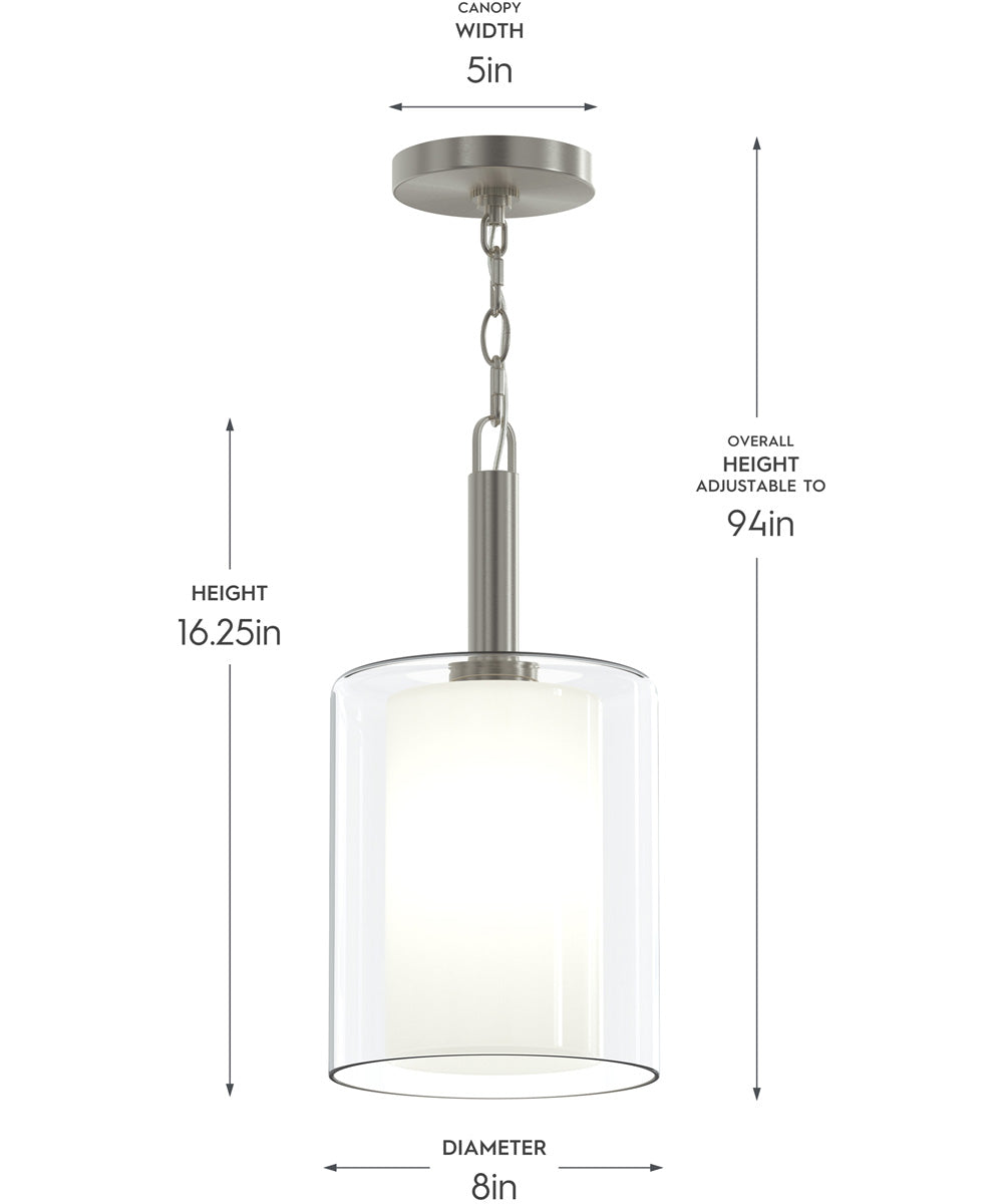 Mack 1-Light Pendant with Layered Glass Shade Brushed Nickel