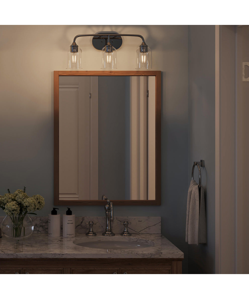 Ilia 3-Light Bath Vanity with Clear Glass Shade Polished Chrome