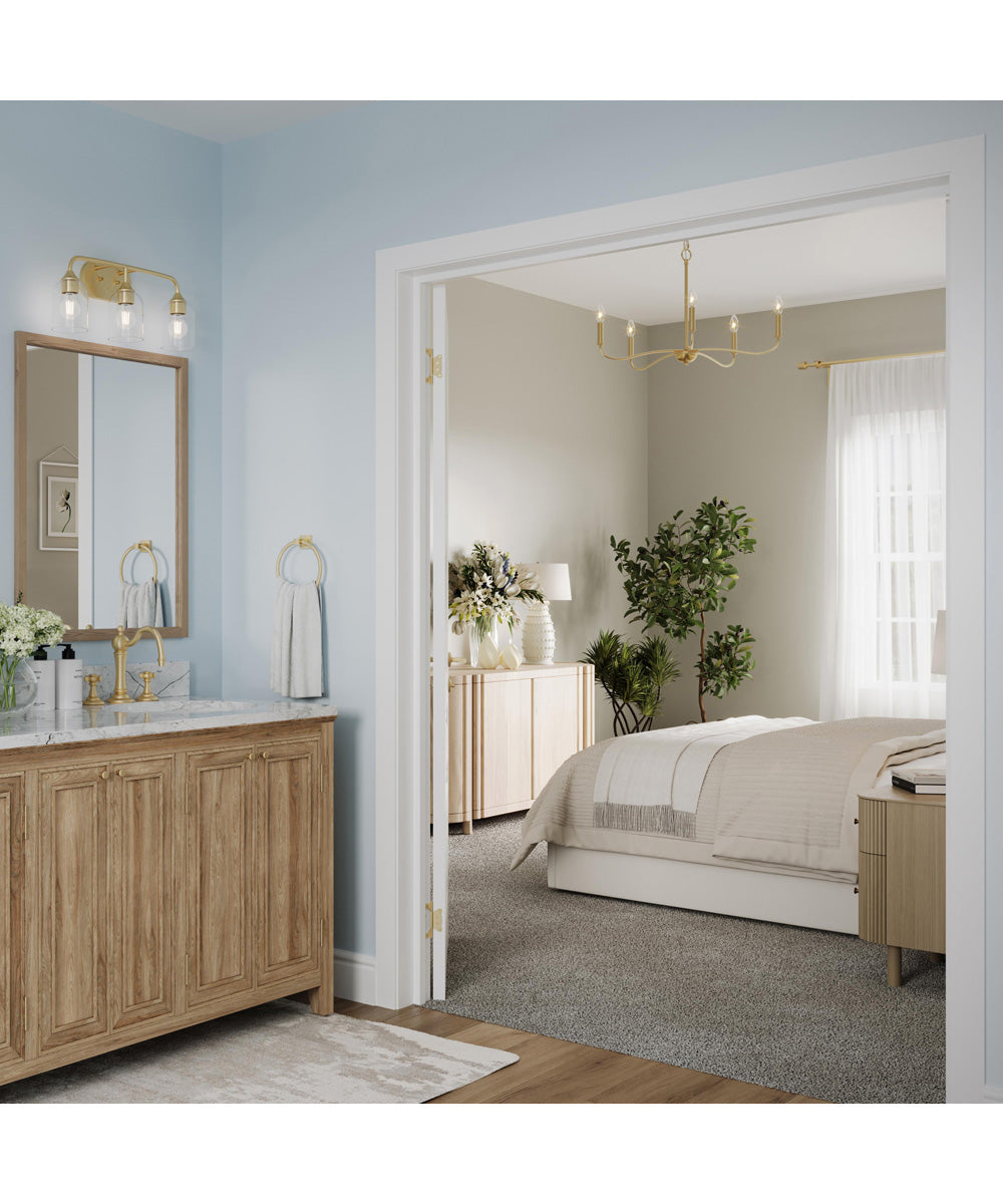 Ilia 3-Light Bath Vanity with Clear Glass Shade Brushed Gold