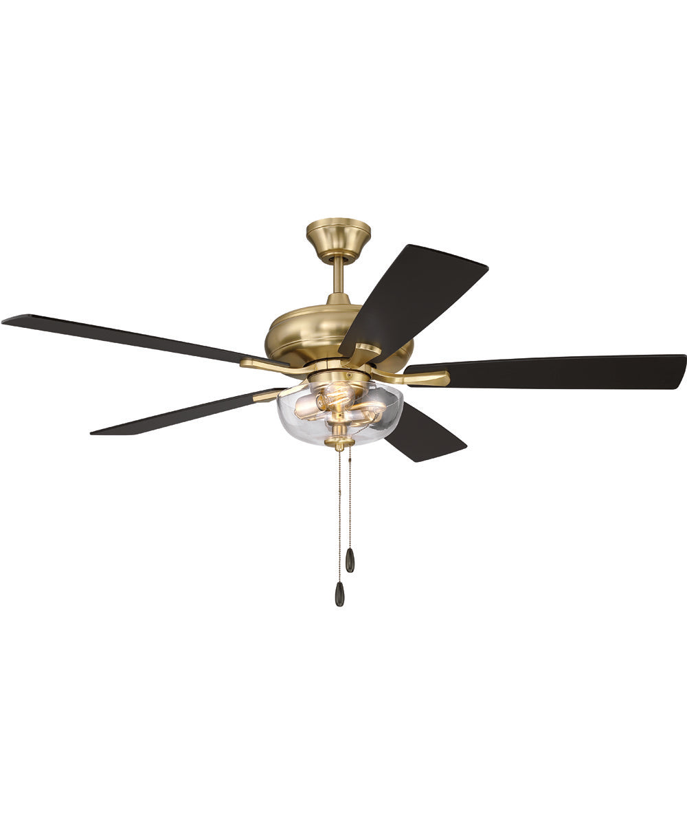 EOS 2 Light Clear Bowl 52" Ceiling Fan 2-Light Fan Satin Brass