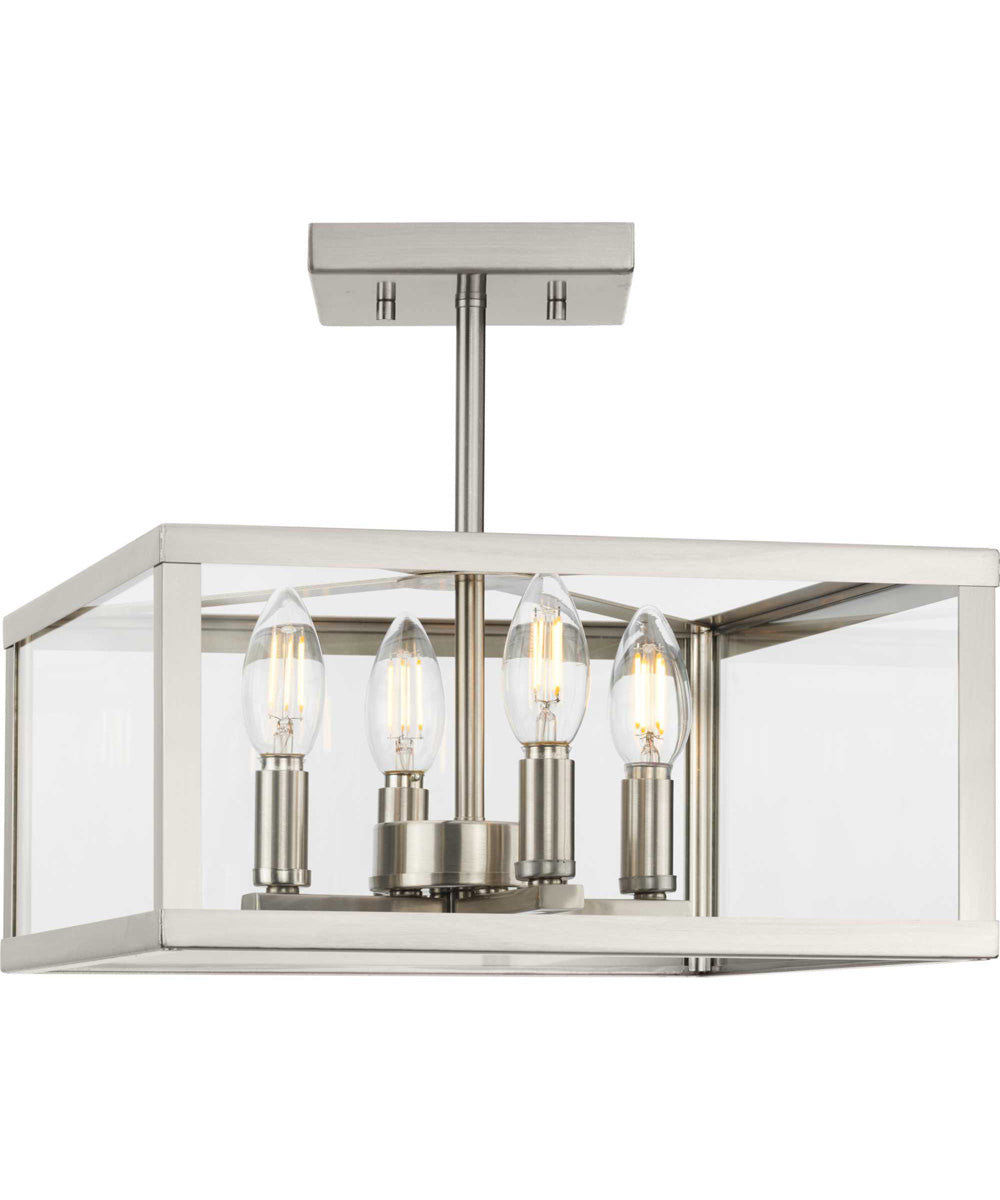 Hillcrest 13 in. 4-Light Transitional Semi-Flush Mount Light Brushed Nickel
