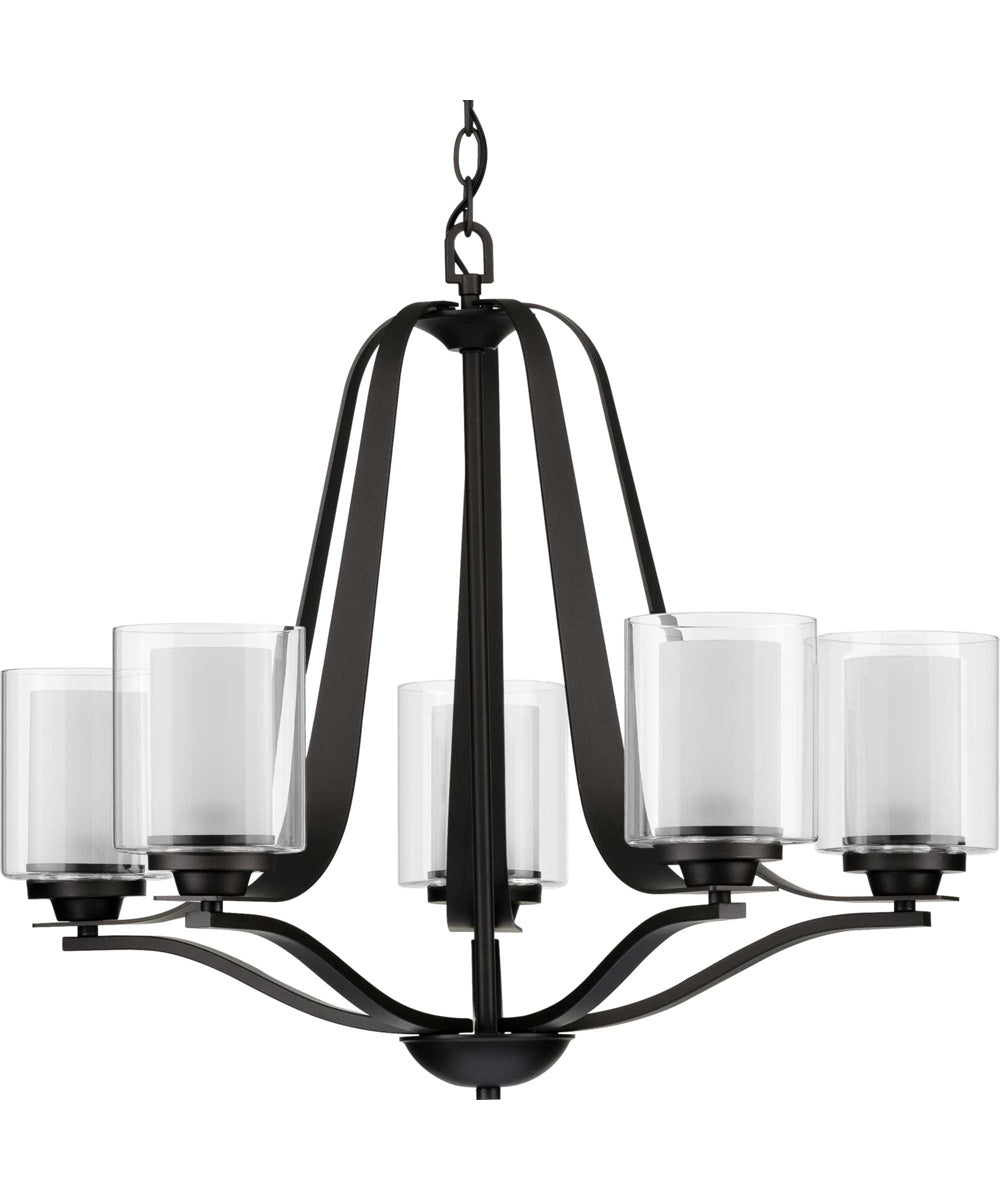 Kene 5-Light Clear Glass Craftsman Chandelier Light Graphite