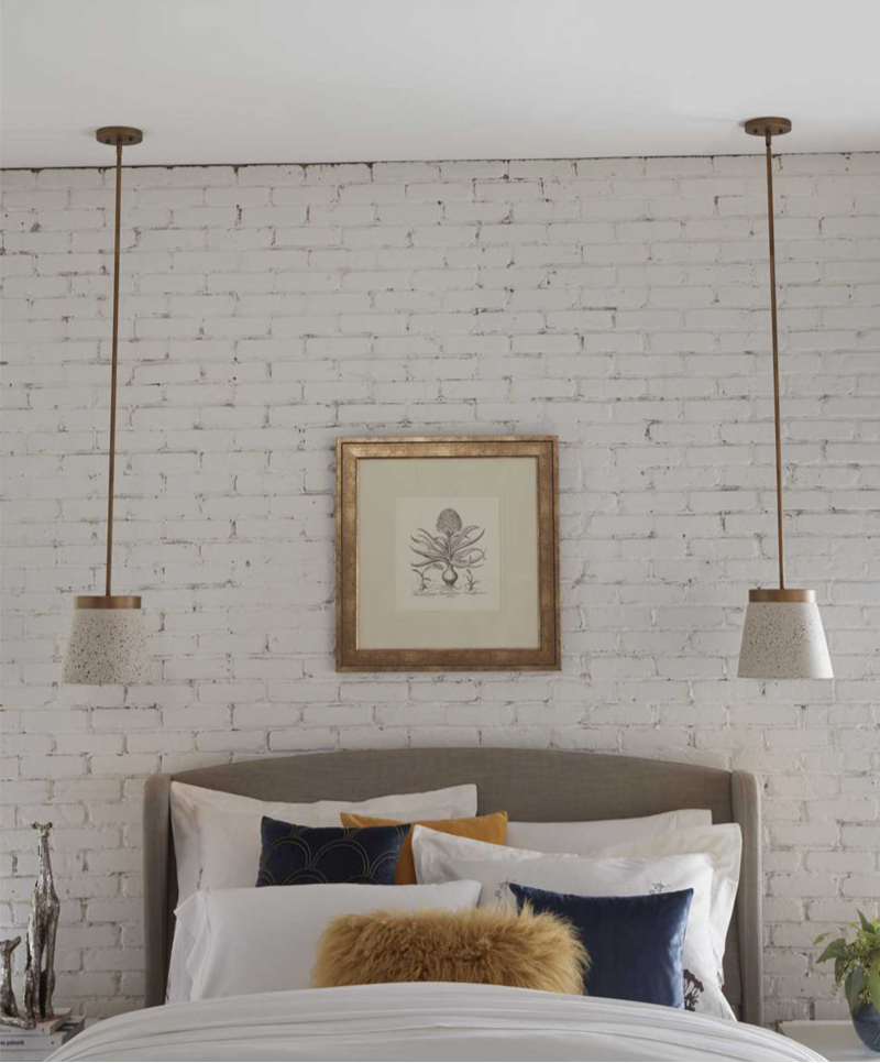 Terrazzo 1-Light Sand Terrazzo Hanging Pendant Light Distressed Brass