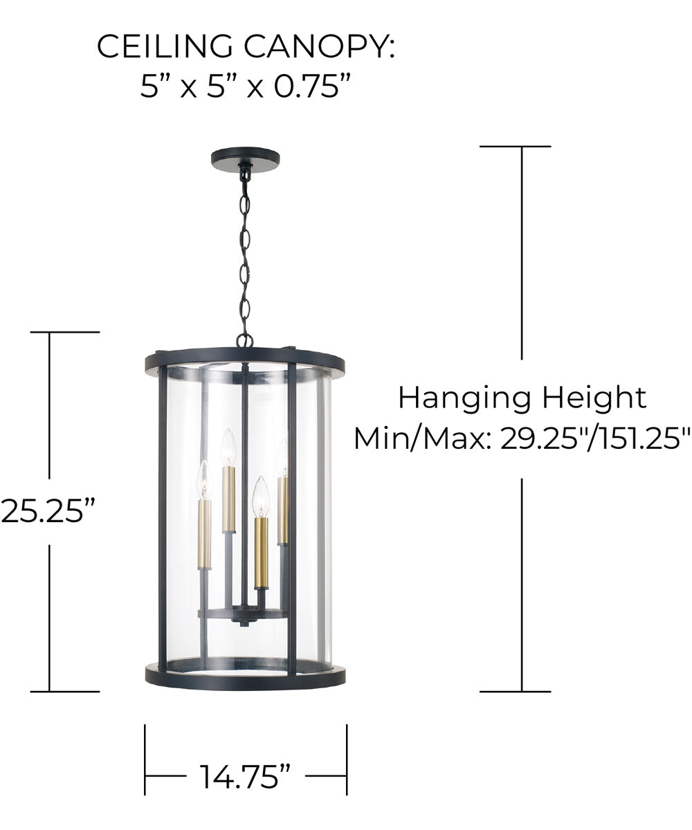 Davis 4-Light Pendant Espresso and Brass