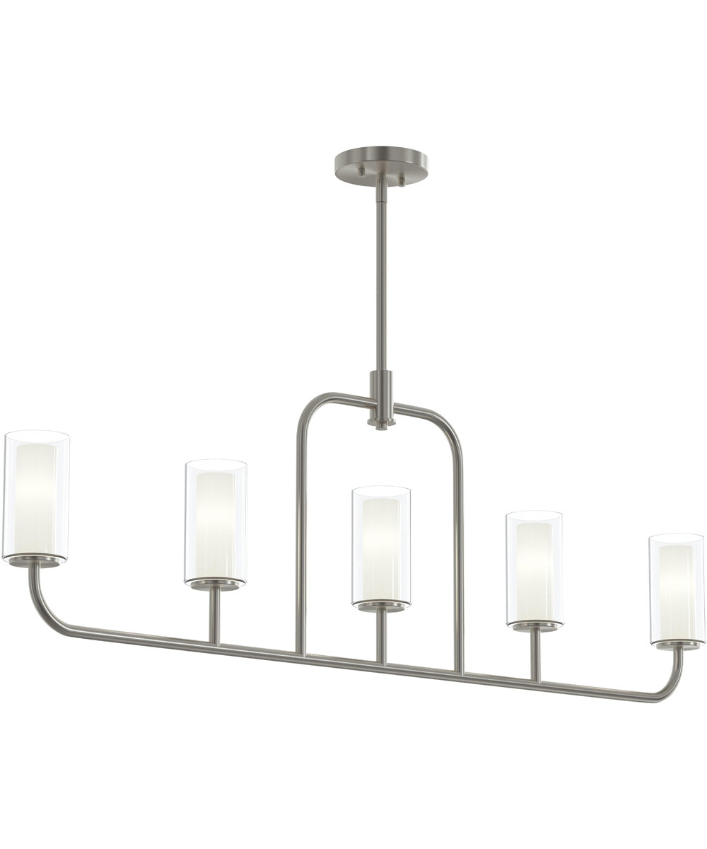 Mack 5-Light Linear Chandelier with Layered Glass Shades Brushed Nickel