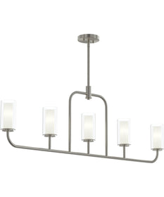 Mack 5-Light Linear Chandelier with Layered Glass Shades Brushed Nickel