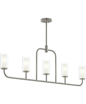 Mack 5-Light Linear Chandelier with Layered Glass Shades Brushed Nickel